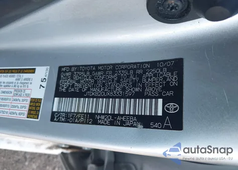 2008 Toyota Prius z USA, uszkodzony, nr VIN JTDKB20UX83331597